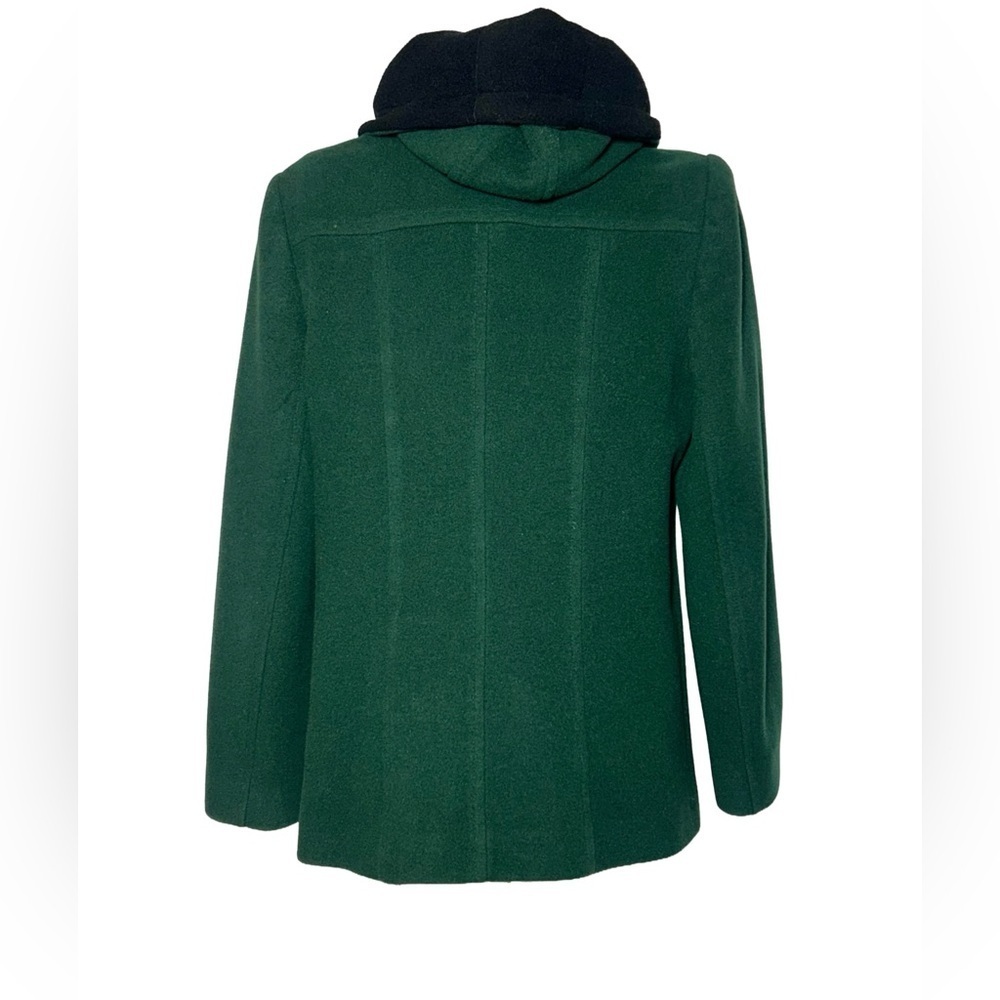 Preston & York Wool Coat in Rich Green with Pockets, Full Zip, & Hood, Small - Picture 7 of 15